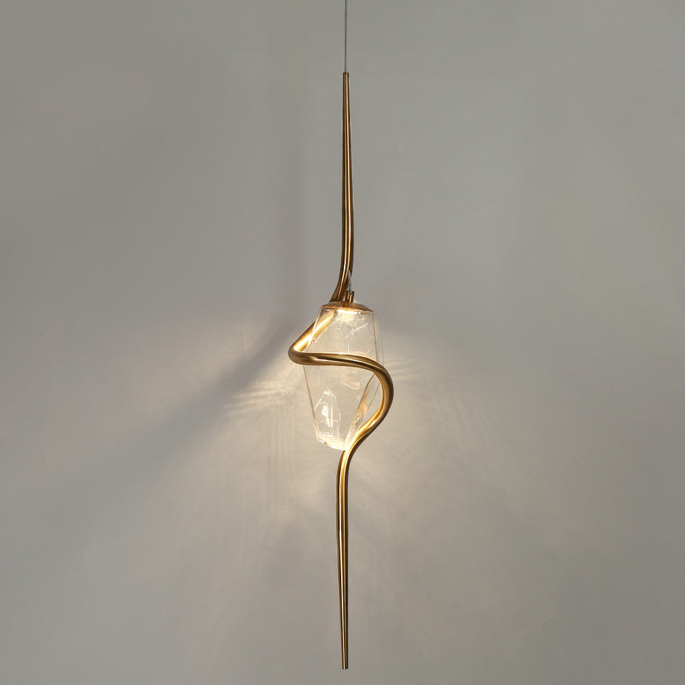 LNC Chrysanthemum 1-Light 5.1" Modern Unique Gold LED Pendant Light, Gold