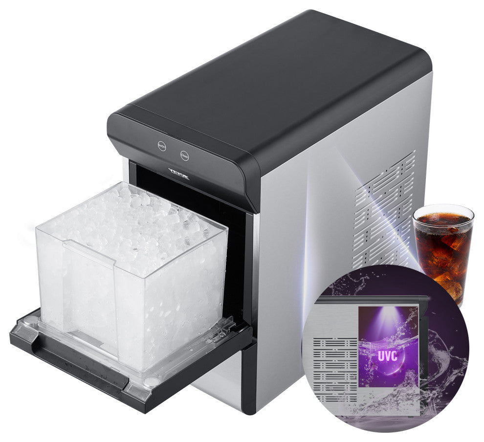 VEVOR Nugget Ice Maker Countertop 37Lbs/24H Portable Ice Cube Machine Self-Clean