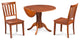 42" Burlington Dinette Dining Table Set with Wooden Seat Chairs, Saddle Brown