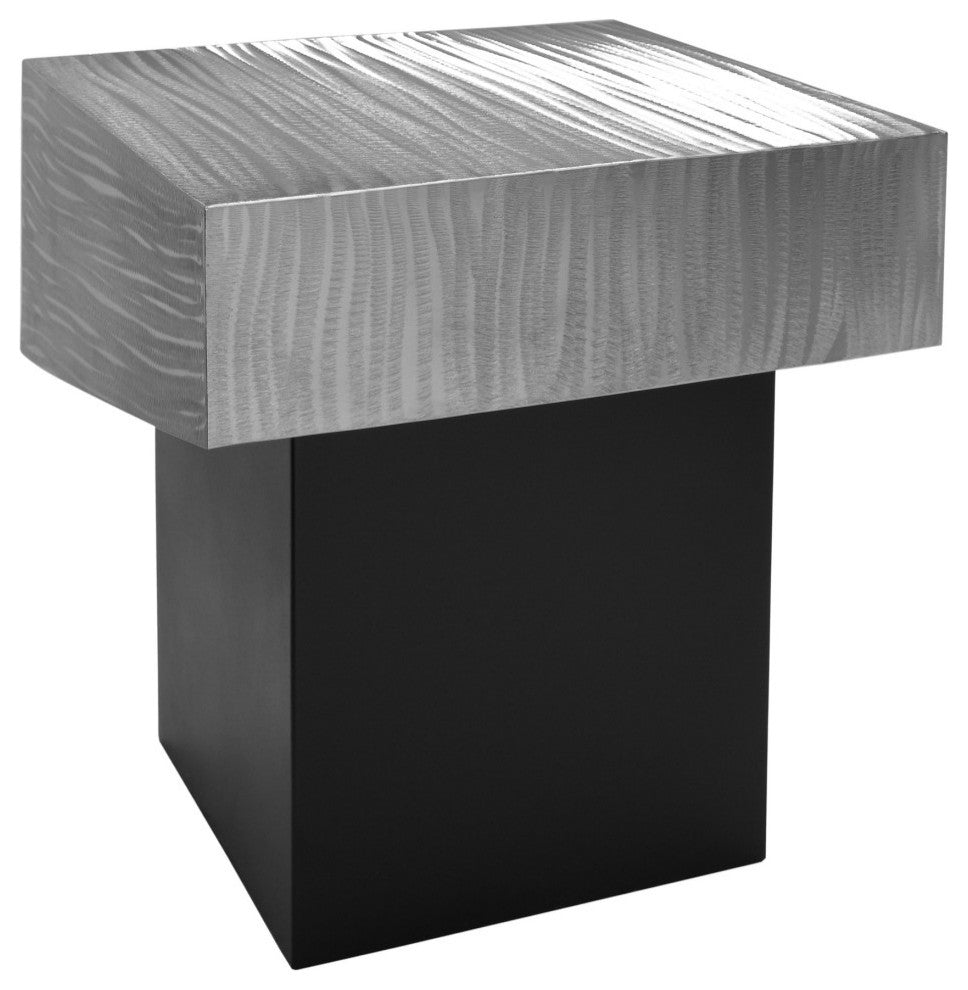 Palladium Textured Metal End Table, Silver