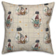 Cream and Gray Check Gnome Globe Pattern 18x18 Spun Poly Pillow