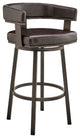 Benzara BM271146 Swivel Counter Barstool, Curved Open Back/Metal Legs, Brown
