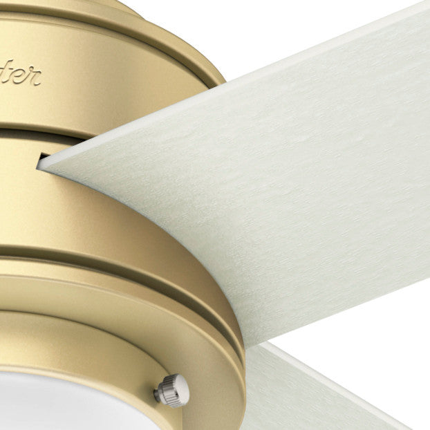 Hunter 44" Hepburn Modern Brass Ceiling Fan With Light Kit and Wall Control