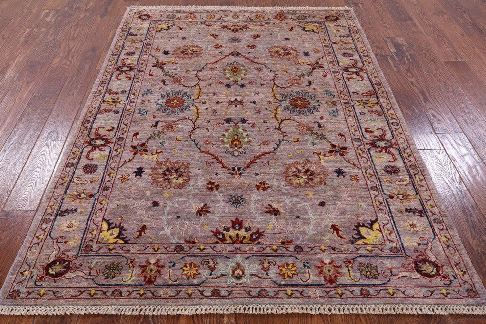5' 0" X 6' 9" Hand Knotted Persian Tabriz Wool Rug Q8340