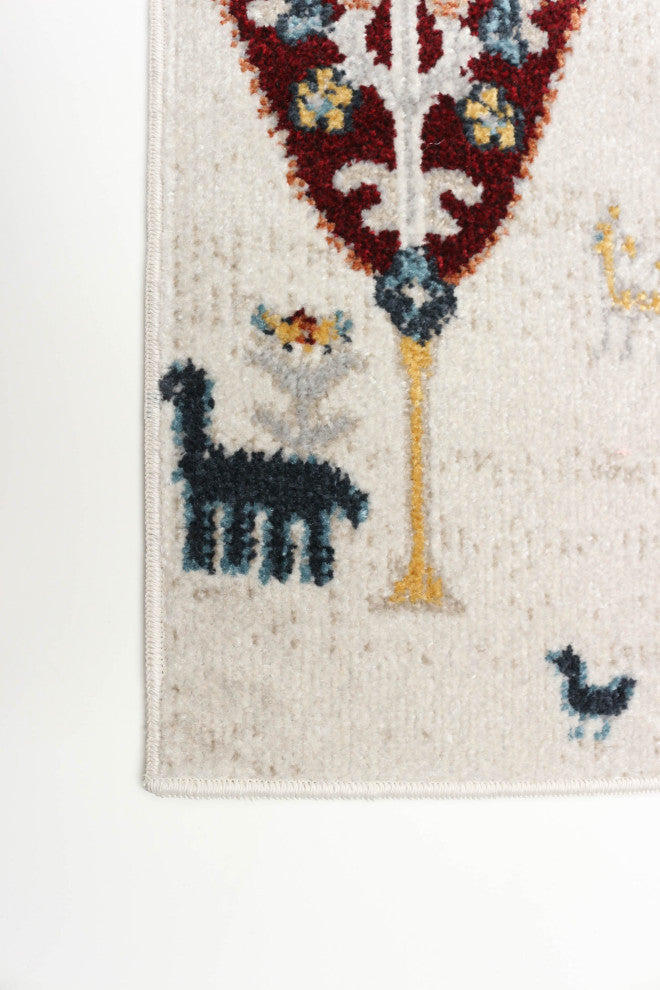 Aqua Pine Area Rug, Ivory, 2'6"x8'