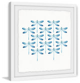 "Blue Dragonfly Rows II" Framed Painting Print, 24"x24"