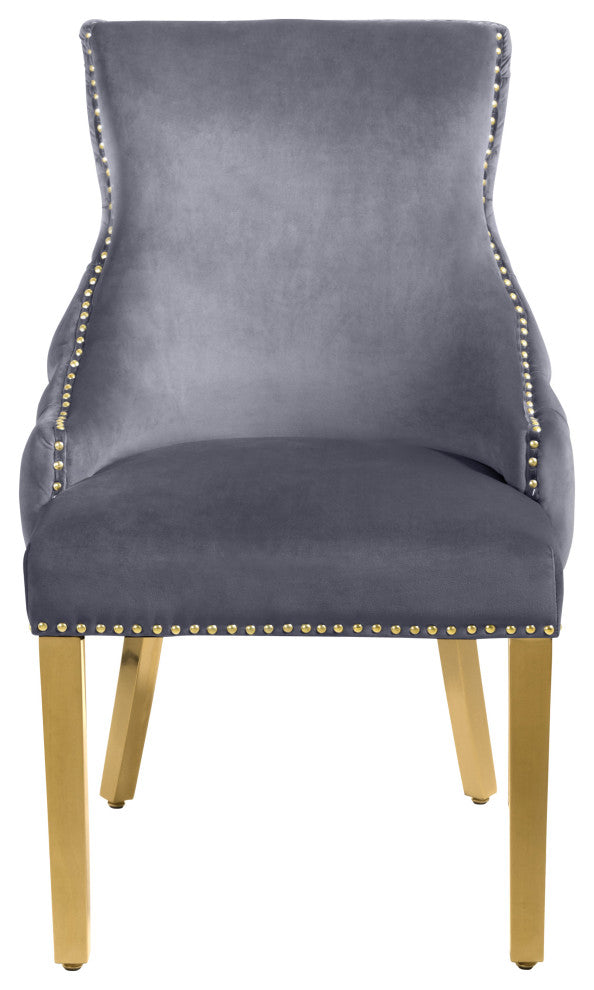The Tuft Dining Chair, Gray, Velvet, Set of 2