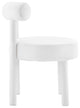 Toulouse Performance Velvet Dining Chair, Curved Round Bolster Side Chair, White