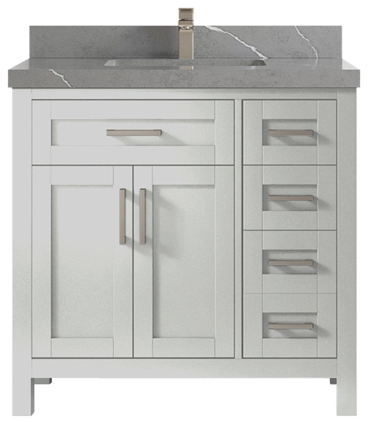 Cambridge 36 Center Sink Bath Vanity in Coventry Gray 2" Piatra Gray
