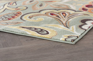 Dilek Transitional Floral Area Rug, Seafoam, 9'3"x12'6"