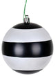 Vickerman N205514 4" Black-White Striped Shiny Ball Christmas Ornament,6 Per Bag