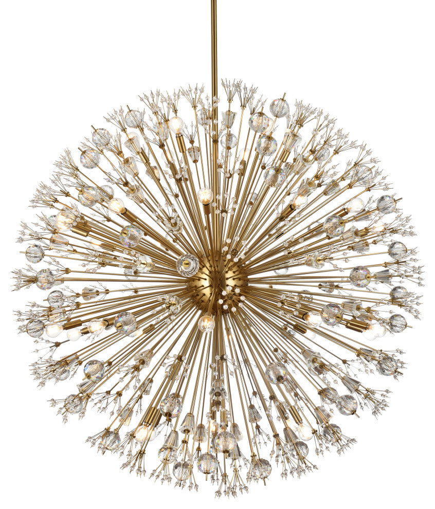 Victor 50" Crystal Starburst Round Pendant, Gold