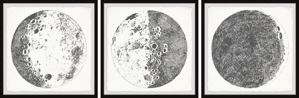 Magnificent Moon Triptych, Set of 3, 32x32 Panels