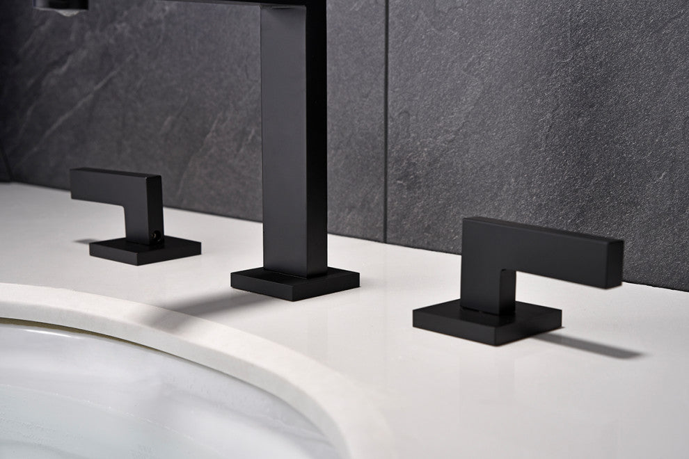 Rbrohant Matte Black Widespread Deck Mount Bathroom Faucet