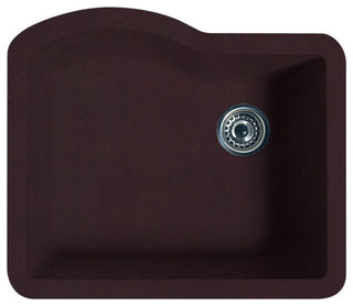 Swan 24x21x9.5 Granite Undermount Kitchen Sink, 1-Hole, Espresso