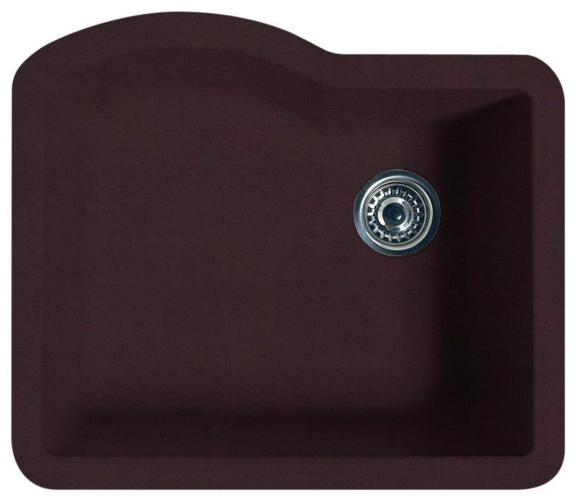 Swan 24x21x9.5 Granite Undermount Kitchen Sink, 1-Hole, Espresso