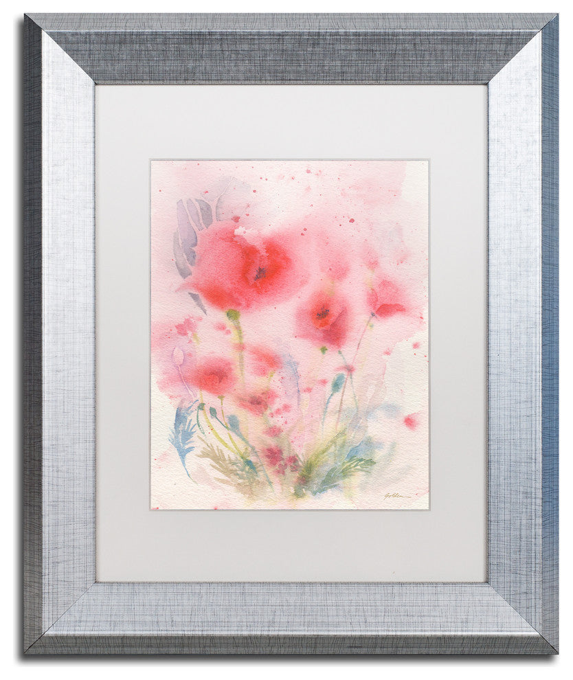 Sheila Golden 'Pink Reverie' Matted Framed Art, Silver Frame, White, 14x11