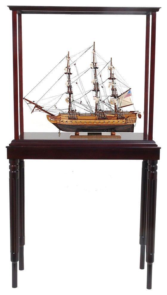 Floor Display Case Small Handcrafted Wooden Display Case for Model Ships