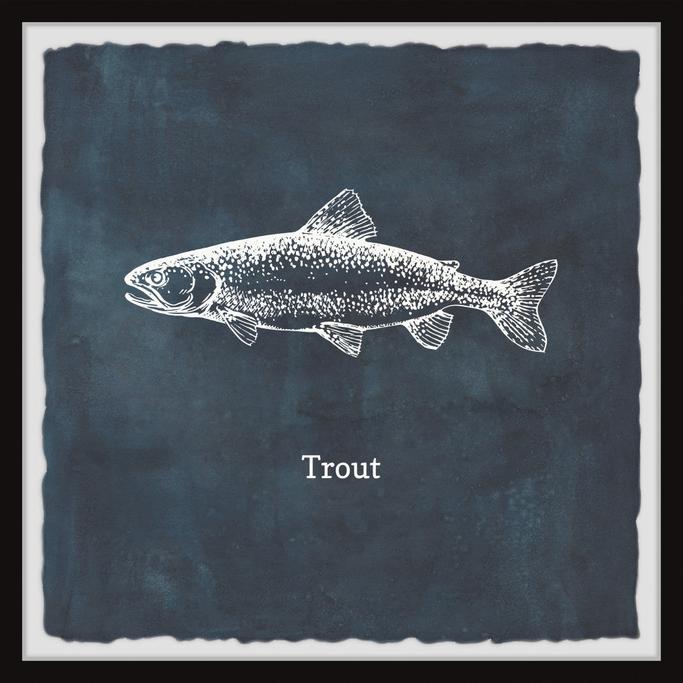 "Trout in Blue" Framed Painting Print, 32x32