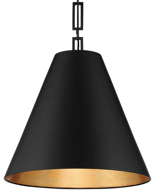Alston Three Light Chandelier in Matte Black / Antique Gold