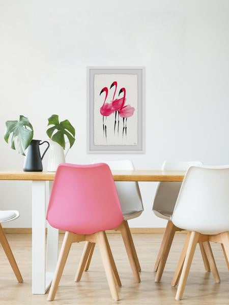 "Flush Flamingoes" Framed Painting Print, 16"x24"