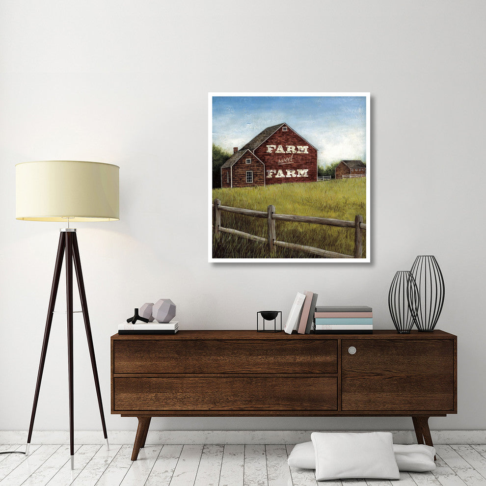 "Weathered Barns Red with Words" Print by David Carter Brown, 40"x42"