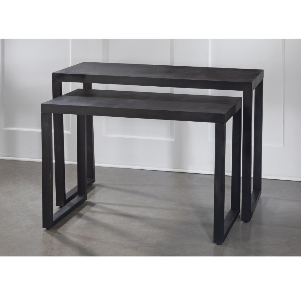 27" High Modern Black Metal Table