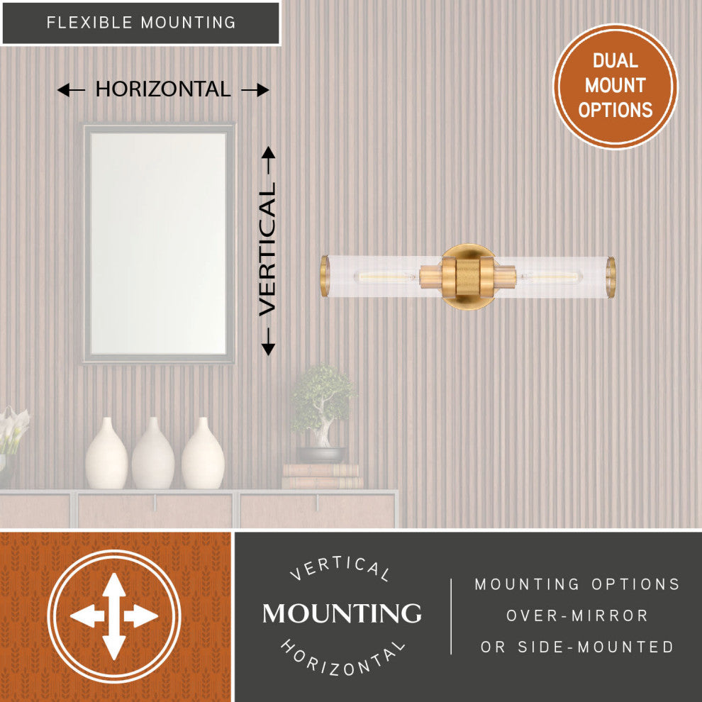 Vaxcel Lighting W0389 Levitt 2 Light 19"W Bath Bar - Satin Brass