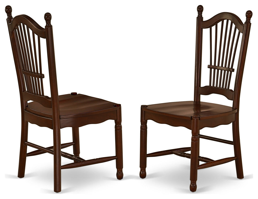 Dining Set 5 Pcs- 4 Chairs, Wood Table, Mahogany Finish Hardwood Frame.