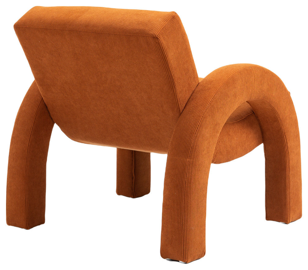 Corduroy Fabric Upholstered Accent Chair, Cognac