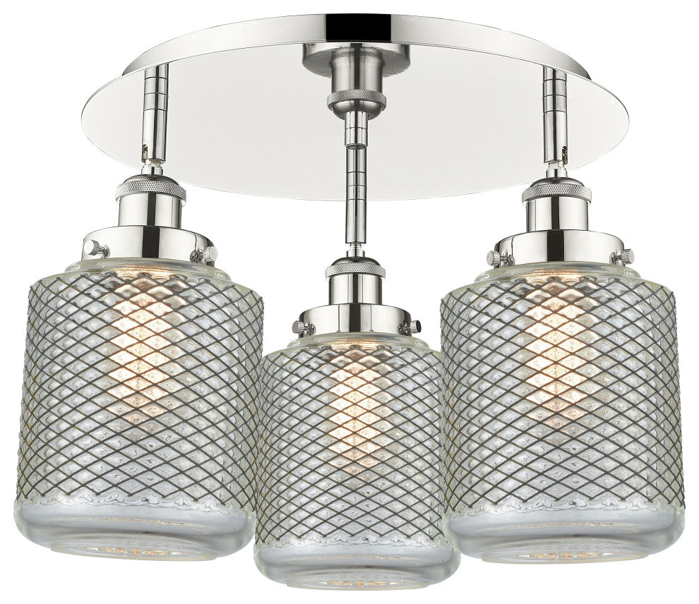 Innovations Edison 3 17.75" Flush Mount Polished Nickel