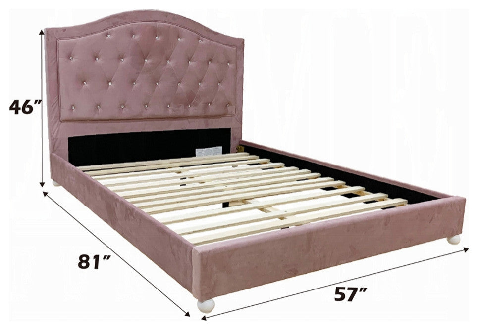 Reggie Full Bed, Pink Fabric