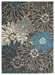 5' X 7' Blue And Gray Floral Power Loom Area Rug