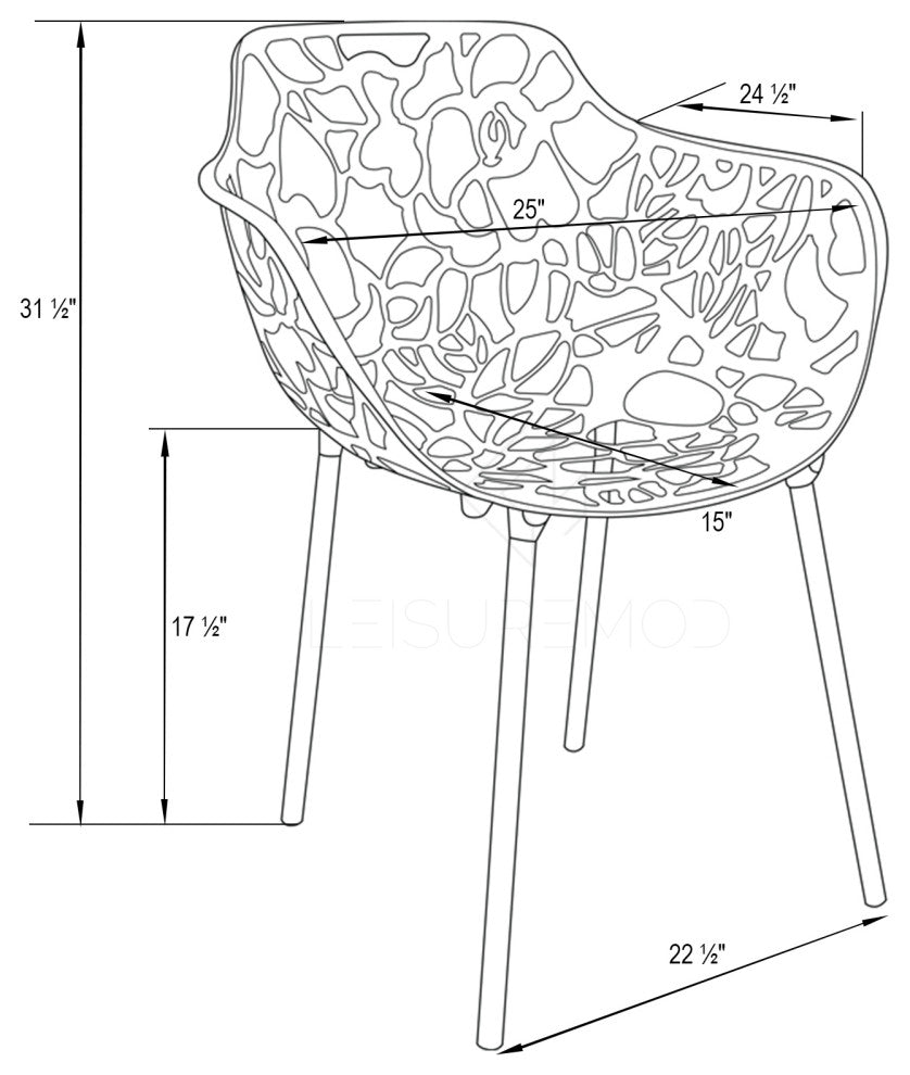 Leisuremod Modern Devon Aluminum Chair With Arm, Yellow