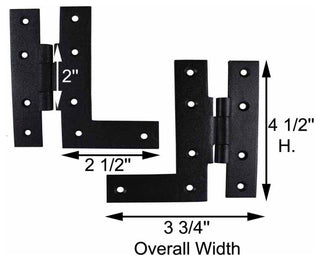 Pair Offset H-L Cabinet Hinge Wrought Iron 4 1/2" H Renovators Supply