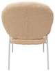 Celestial Boucle Dining Chairs With Arms, White Iron Legs, Beige