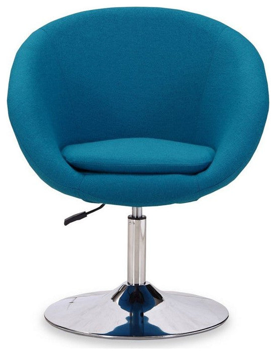 Set of 2 Accent Chair, Adjustable Cushioned Seat & Curved Back, Blue Fabric