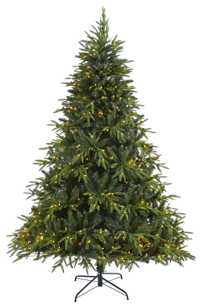7.5' Colorado Mountain Fir Natural Faux Xmas Tree W/Lights & Bendable Branches