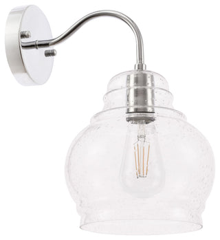 Chrome Finish And Clear Bubble Glass 1-Light Wall Sconce