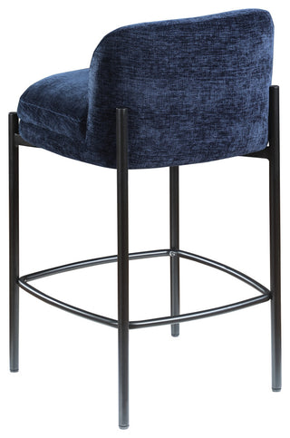 Burton Chenille Fabric Upholstered Stool (Set of 2), Navy