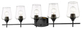 Z-Lite Joliet 5 Light Vanity, Matte Black