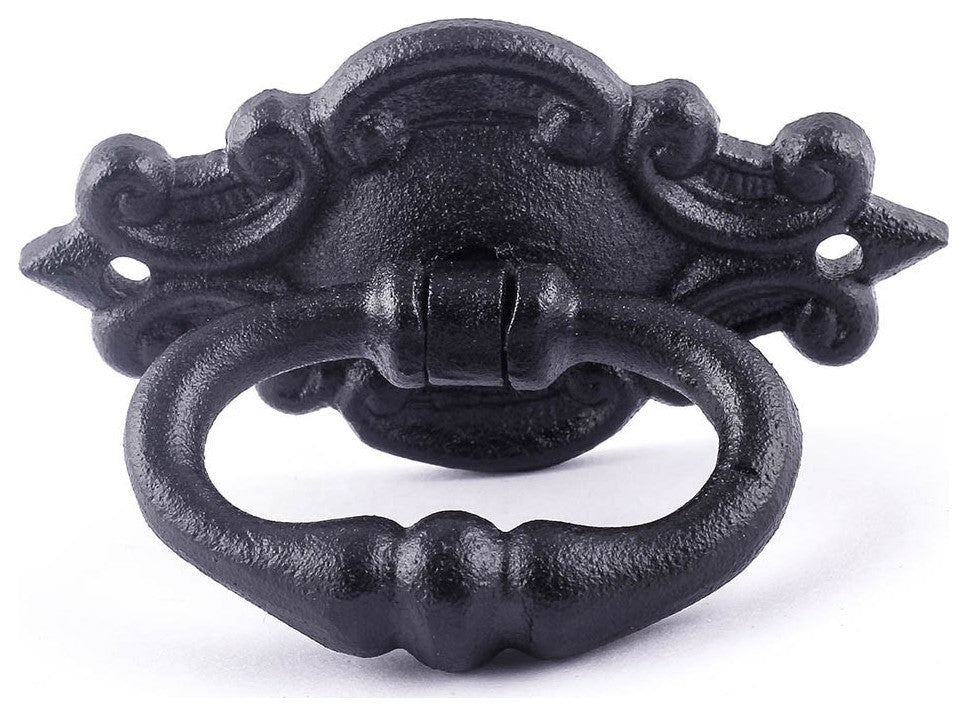 Black Cast Iron Cabinet Drawer Ring Pull Handle 3 1/8" Small Pull with Hardware