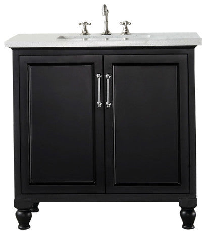 36" Wood Sink Vanity With Quartz Top-No Faucet