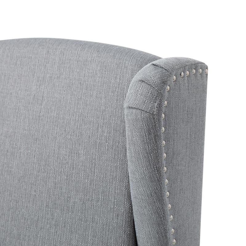 Prescott Push Back Wingback Recliner Chair- Fabric Upholstery-Accent Nail Trim, Gray