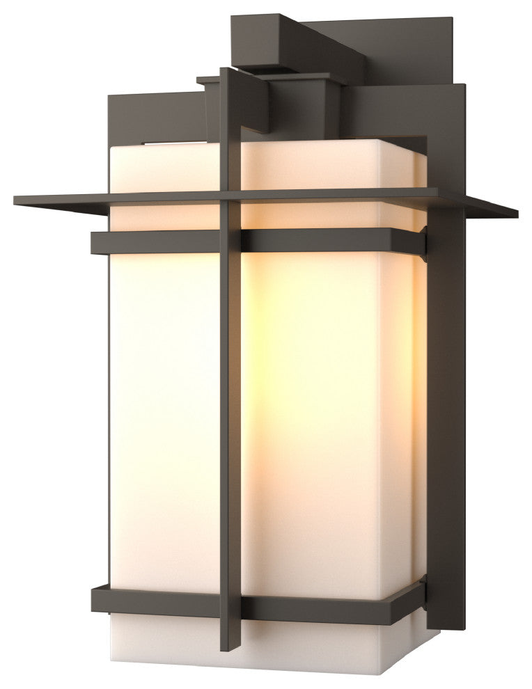 Tourou Downlight Large Outdoor Sconce, Coastal Dark Smoke Finish, Opal Glass