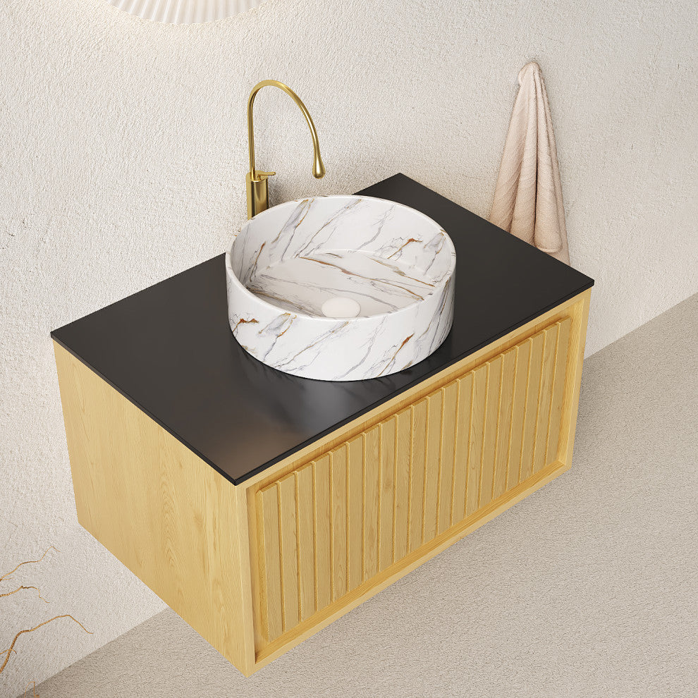 Wall-mounted plywood Bathroom Storage Cabinet with Drawer, White