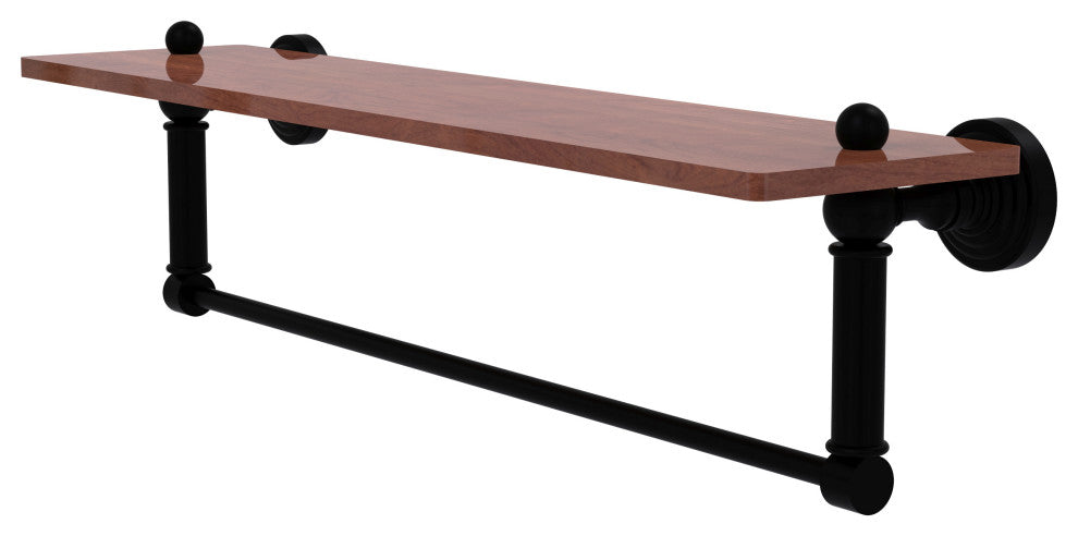 Waverly Place 22" Solid Wood Shelf and Towel Bar, Matte Black