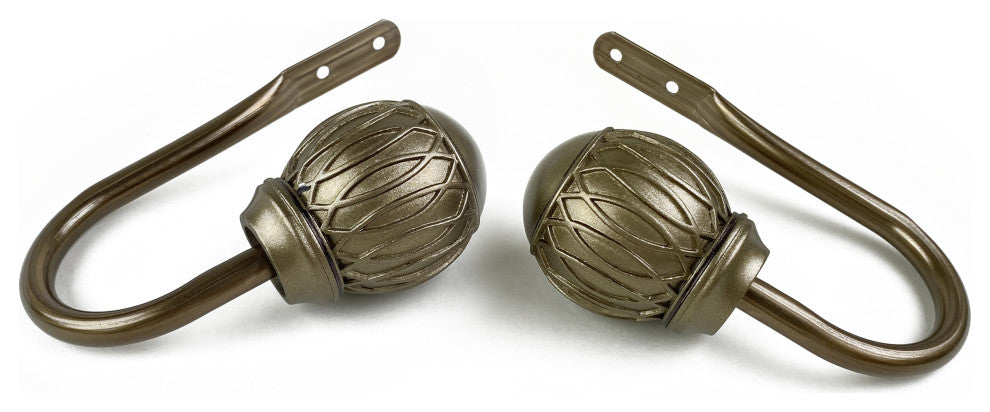 Denny Curtain Holdback, Pair, Antique Brass