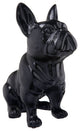 Ceramic Sitting French Bulldog Figurine With Pricked Ears, Gloss Black