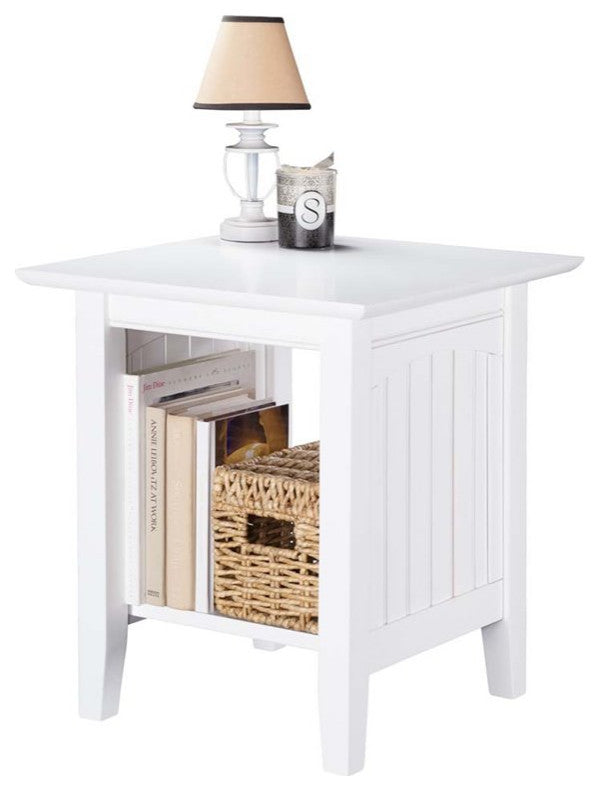 AFI Nantucket Solid Wood Transitional End Table in White